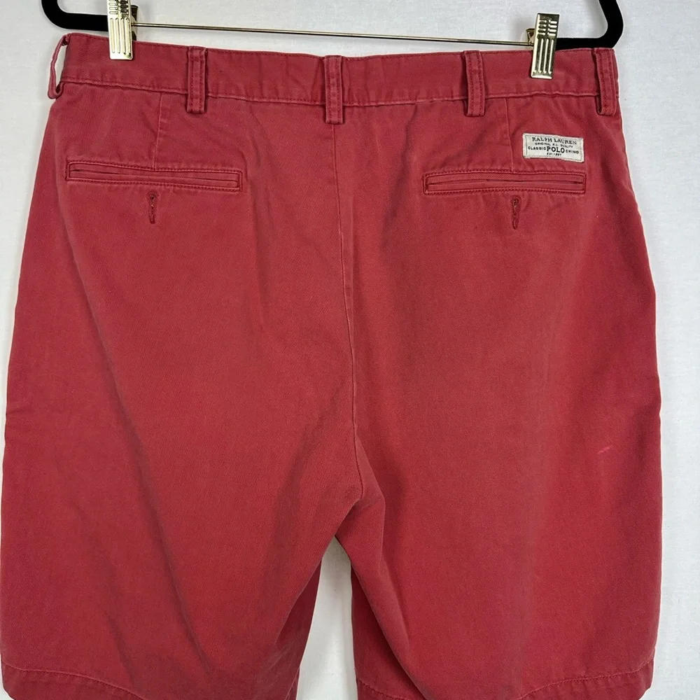 Polo Ralph Lauren Classic Chino Shorts Men’s 34 Flat Front Broken In Red‎ Flaw